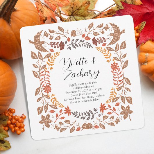 Invitation Bloquer le Mariage de automne d'impression