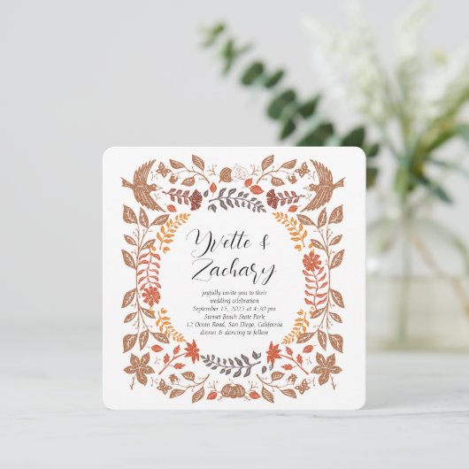 Invitation Bloquer le Mariage de automne d'impression (Debout devant)