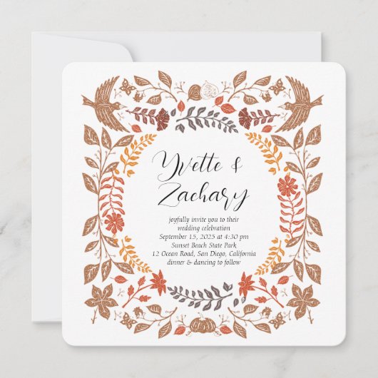 Invitation Bloquer le Mariage de automne d'impression (Devant)