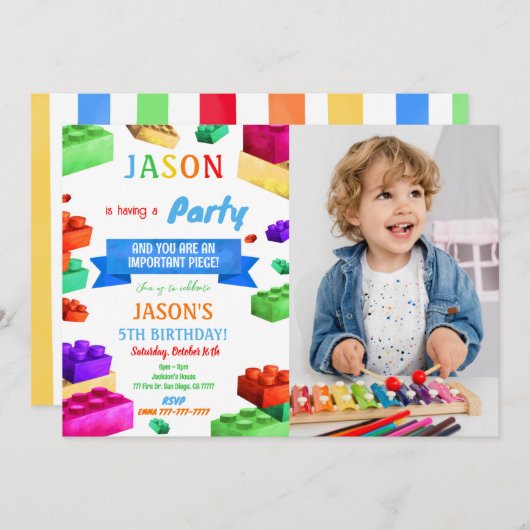 Invitation Bloquer l'invitation de photo (Devant / Derrière)