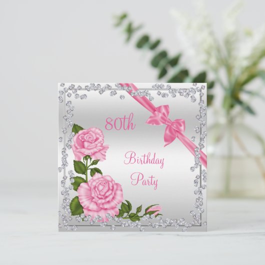 Invitation Blossom Bows & Diamonds 80e anniversaire double fa (Debout devant)