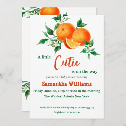 Invitation Blossom Citrus Little Cutie (Devant / Derrière)