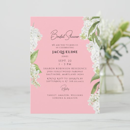 Invitation Blossom Rose Blanc Hydrangée Fête des mariées Flor (Debout devant)