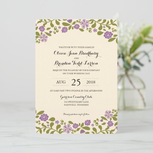 Invitation Blossoms fleurs sauvages | MARIAGE (Debout devant)