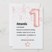 Invitation Blouson rose et or Rose Boulon à huile 1er anniver (Devant)