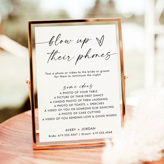 Invitation Blow their Phone Sign | Jeu photo Mariage