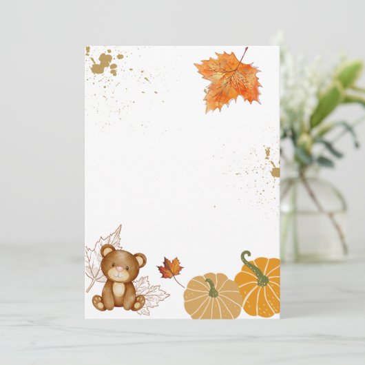 Invitation Blu Ajouter votre propre ours Citrouille d'automne (Debout devant)