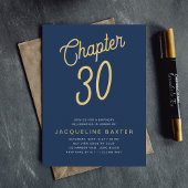 Invitation Blue 30th Birthday Gold Script 30th Birthday