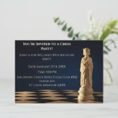 Invitation Blue 30th Birthday Party Chess King (Debout devant)