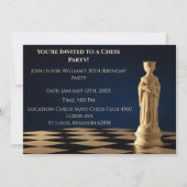 Invitation Blue 30th Birthday Party Chess Queen (Devant)