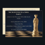Invitation Blue 30th Birthday Party Chess Queen<br><div class="desc">Faites de votre prochaine fête d'anniversaire un succès de coéquipier avec cette invitation de fête d'anniversaire élégante sur le thème des échecs ! Parfait pour les amateurs d'échecs de tous âges,  cette invitation ouvre la voie à une célébration ludique et stratégique. Vous pouvez personnaliser.</div>