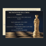 Invitation Blue 30th Birthday Party Chess Queen<br><div class="desc">Faites de votre prochaine fête d'anniversaire un succès de coéquipier avec cette invitation de fête d'anniversaire élégante sur le thème des échecs ! Parfait pour les amateurs d'échecs de tous âges,  cette invitation ouvre la voie à une célébration ludique et stratégique. Vous pouvez personnaliser.</div>