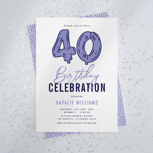 Invitation Blue 40th Birthday Party
