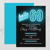 Invitation Blue 60th Birthday Party (Devant / Derrière)