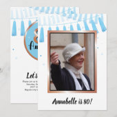 Invitation Blue 80 & Extraordinaire 80th Birthday Party Invit (Devant / Derrière)