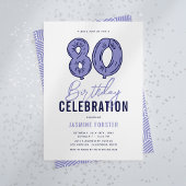 Invitation Blue 80th Birthday Party