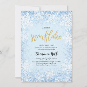 Invitation Blue A Little Snowflake Baby shower