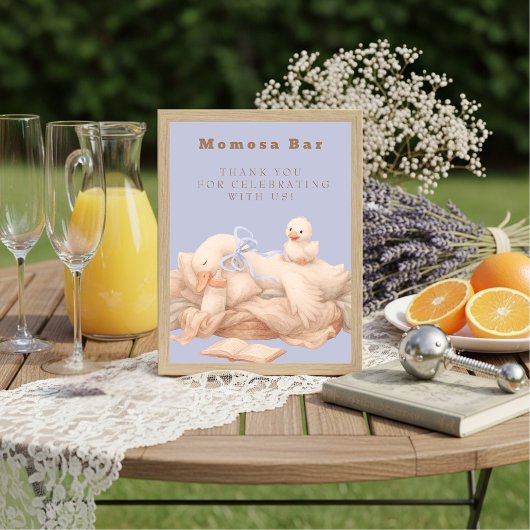 Invitation Blue A Silly Goose "Momosa" Mimosa  Table Sign 