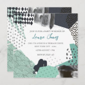 Invitation Blue Abstrait Art Collage événement promotionnel (Devant / Derrière)