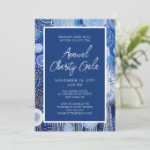 Invitation Blue Abstrait Watercolor Charity Event Gala Party (Debout devant)