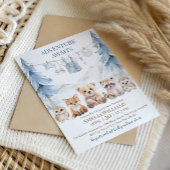 Invitation Blue Adventure Awaits Woodland Baby Shower