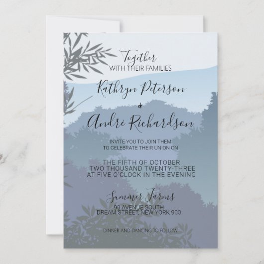 Invitation Blue Adventure Travel Forest (Devant)