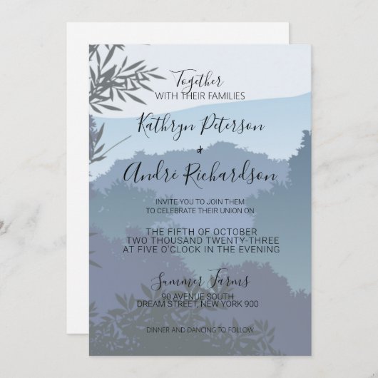 Invitation Blue Adventure Travel Forest (Devant / Derrière)