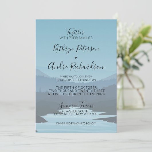 Invitation Blue Adventure Travel Mountain Range (Debout devant)