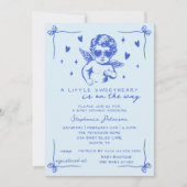 Invitation Blue All In One Valentine Cupid Boy Baby Shower (Devant)