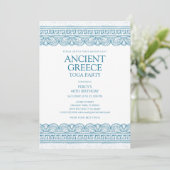 Invitation Blue Ancient Greece toga party (Debout devant)