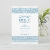 Invitation Blue Ancient history custom party (Debout devant)