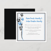 Invitation Blue and Black Modern Botanical Reception Only | (Devant / Derrière)