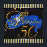 Invitation Blue and Gold Fabulous 50th Birthday Party<br><div class="desc">Elégant et beau bleu et or fabuleux 50e anniversaire modèle d'invitation de fête. Cette invitation à la fête du 50e anniversaire bleu et or fonctionne bien pour un homme ou une femme et est facilement customisé pour votre événement en choisissant simplement le bouton "Customisez!" pour commencer à ajouter vos détails...</div>