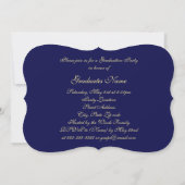Invitation Blue and Gold Floral Casquette 2025 Graduation Par (Dos)