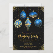 Invitation Blue and Gold Ornaments Christmas Party (Devant)