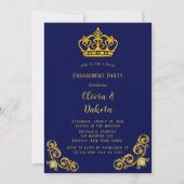 Invitation Blue and Gold Royal Mariage Engagement Party Invit (Devant)
