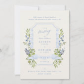 Invitation blue and greenery all in one RSVP DETAILS wedding (Devant)