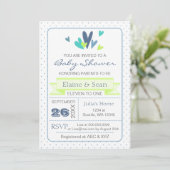Invitation Blue and Lime Hearts Blue Boys baby shower invitat (Debout devant)