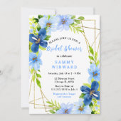 Invitation Blue and Navy Flowers with Foliage Bridal Shower (Devant)