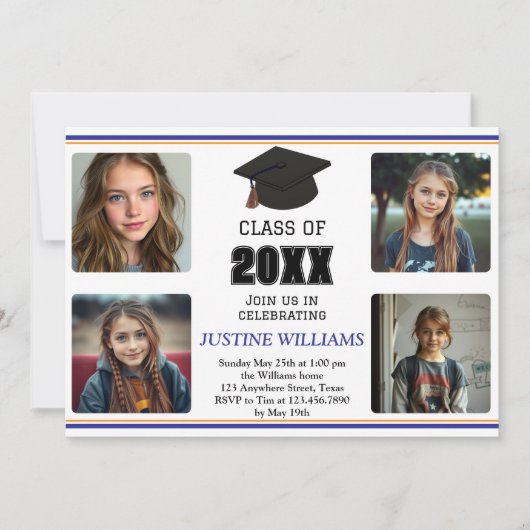 Invitation Blue and Orange Graduation (Devant)