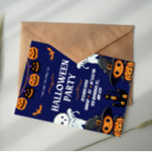 Invitation Blue and Orange Pumpkin Boo Halloween Party