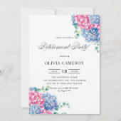 Invitation Blue and Pink Hydrangea Floral Retirement Party (Devant)