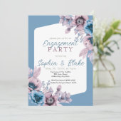 Invitation Blue and Purple Floral Blue Engagement Party (Debout devant)