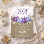 Invitation Blue and Purple Peony 25th Wedding Anniversary