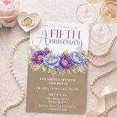 Invitation Blue and Purple Peony 5th Wedding Anniversary