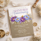 Invitation Blue and Purple Peony 75th Wedding Anniversary