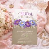 Invitation Blue and Purple Peony Bridal Shower