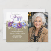 Invitation Blue and Purple Peony Celebration Of Life (Devant)