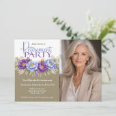 Invitation Blue and Purple Peony Retirement Party (Debout devant)