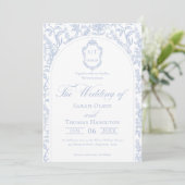 Invitation Blue and White Floral Chinoiserie Monogram Wedding (Debout devant)